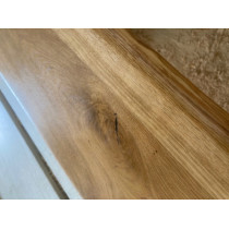 Eiche, Treppenstufe, Trittstufe, Holzstufe, Baumkante, vorne aufgedoppelt, Massivholz, 90x28x3/4,5cm
